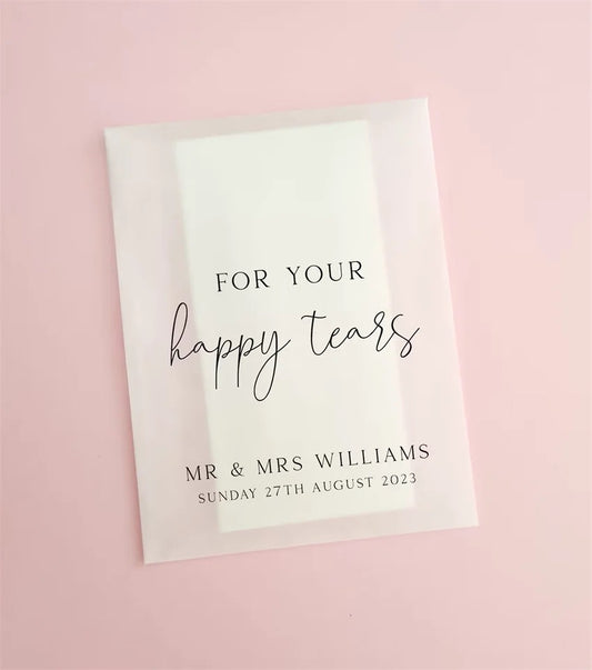 Personalized "Happy Tears" Wedding Tissues Packets