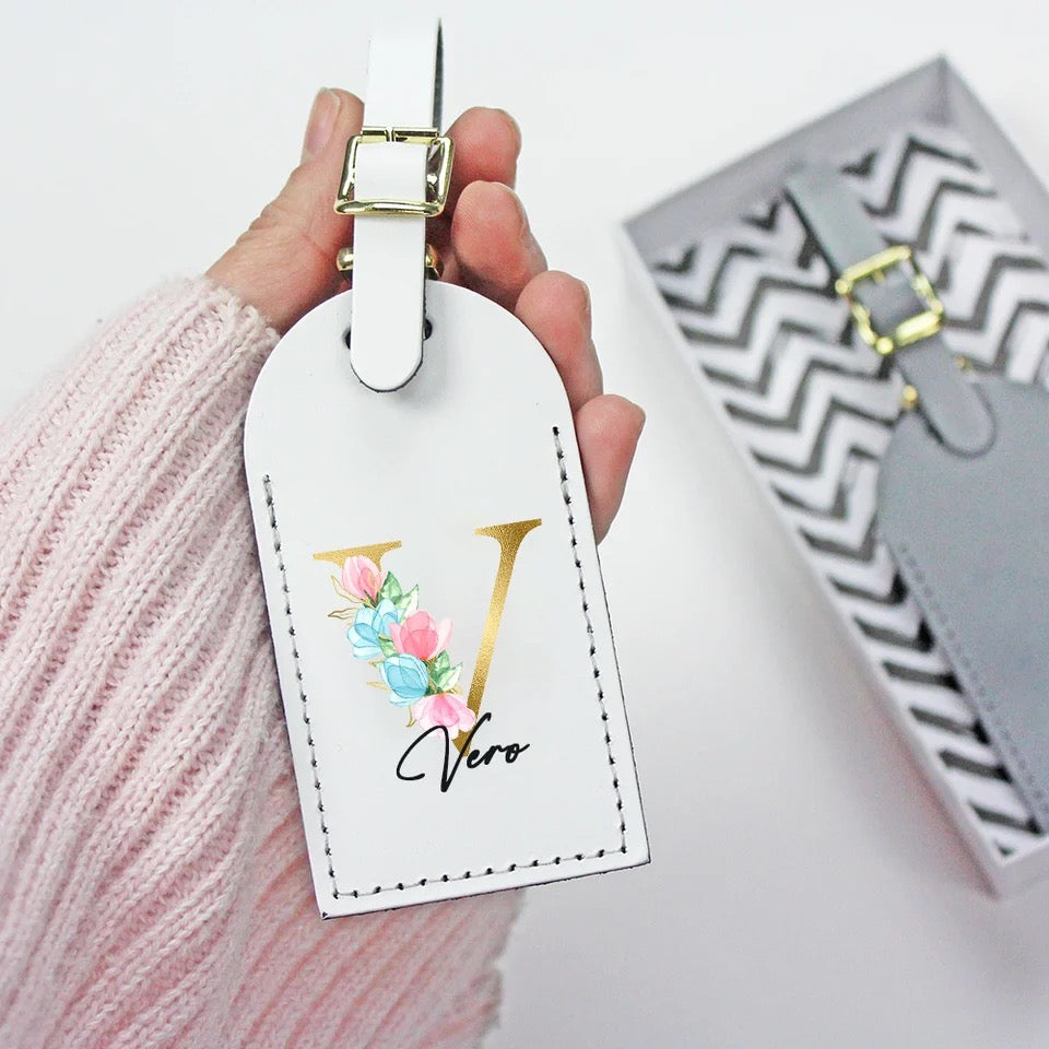 Personalized Floral Custom Name Suitcase Tag