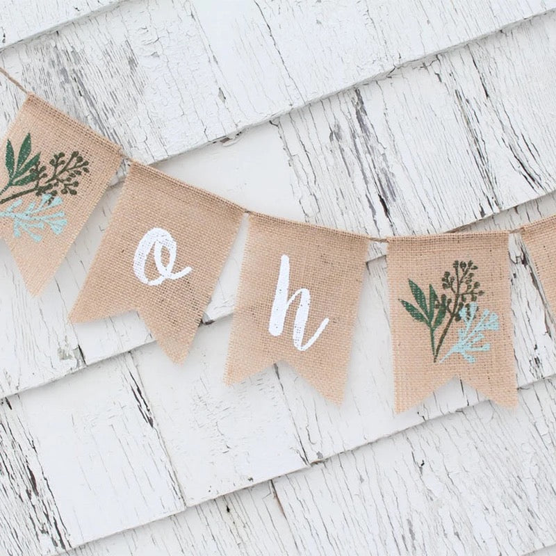 Burlap Greenery Oh Baby Shower Bunting Banner