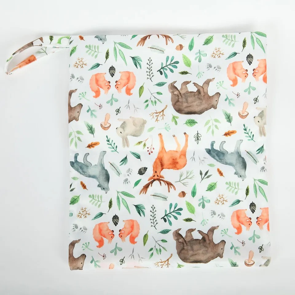 Wet Dry Bag with Two Zippered Compartments for Baby Diapers Nappies