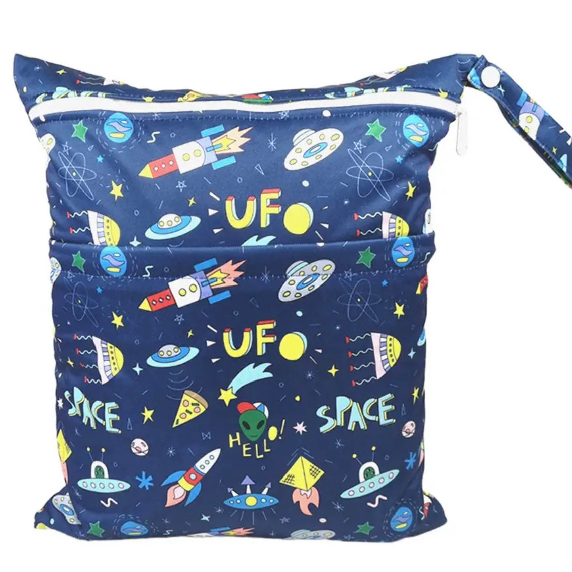 Wet Dry Bag with Two Zippered Compartments for Baby Diapers Nappies