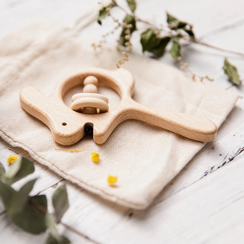 Personalized Wooden Rattle - Collection of Animal Designs