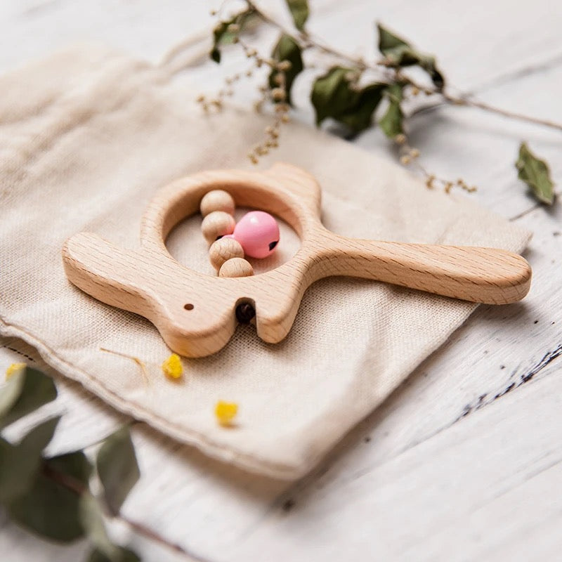 Personalized Wooden Rattle - Collection of Animal Designs