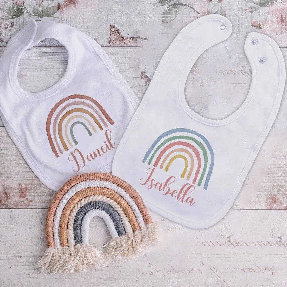 Rainbow Baby Bib - Customized with Name