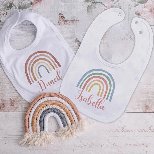 Rainbow Baby Bib - Customized with Name