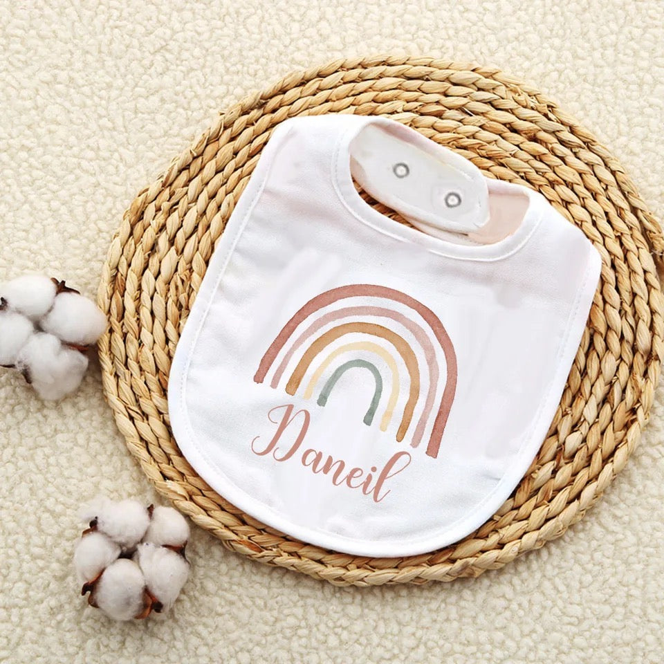 Rainbow Baby Bib - Customized with Name