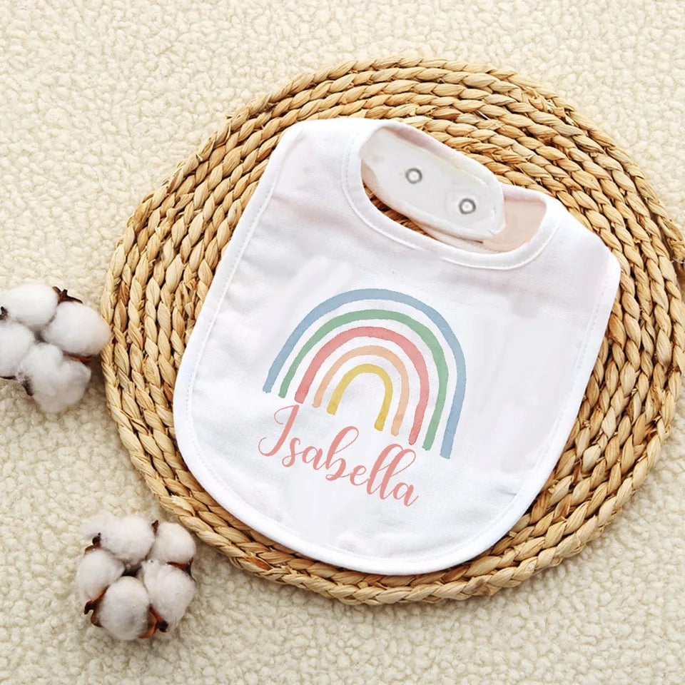 Rainbow Baby Bib - Customized with Name