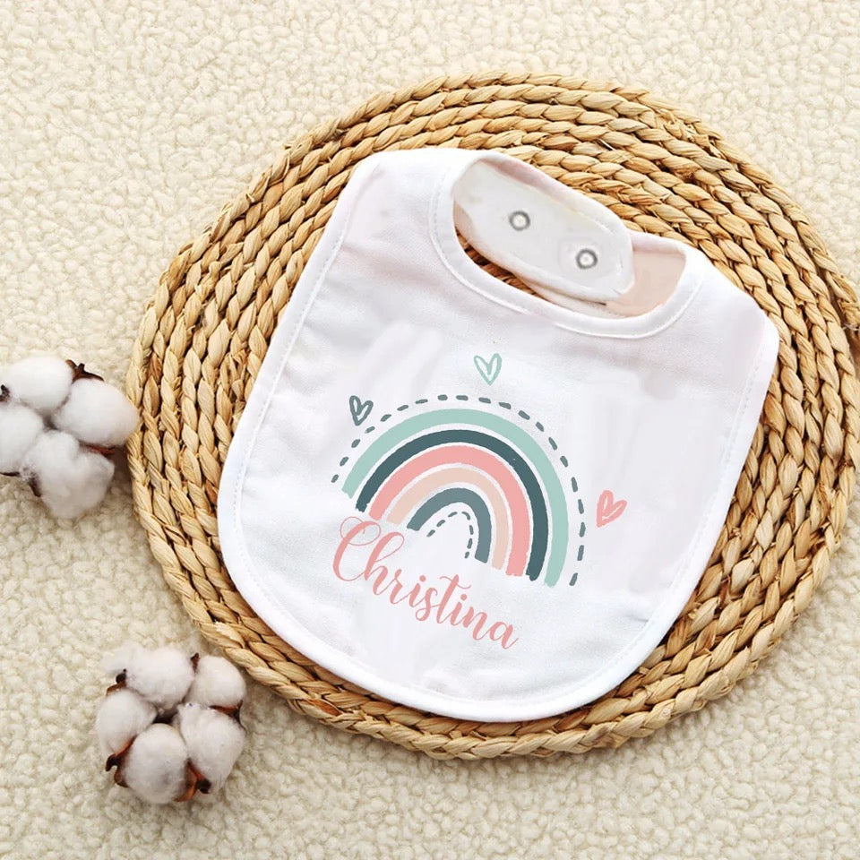 Rainbow Baby Bib - Customized with Name
