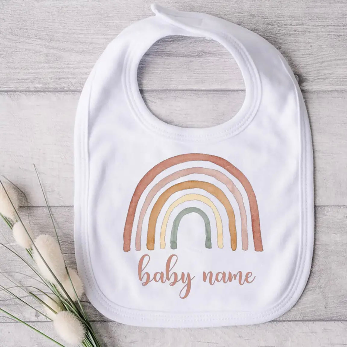 Rainbow Baby Bib - Customized with Name