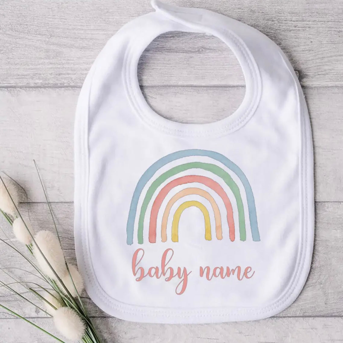 Rainbow Baby Bib - Customized with Name