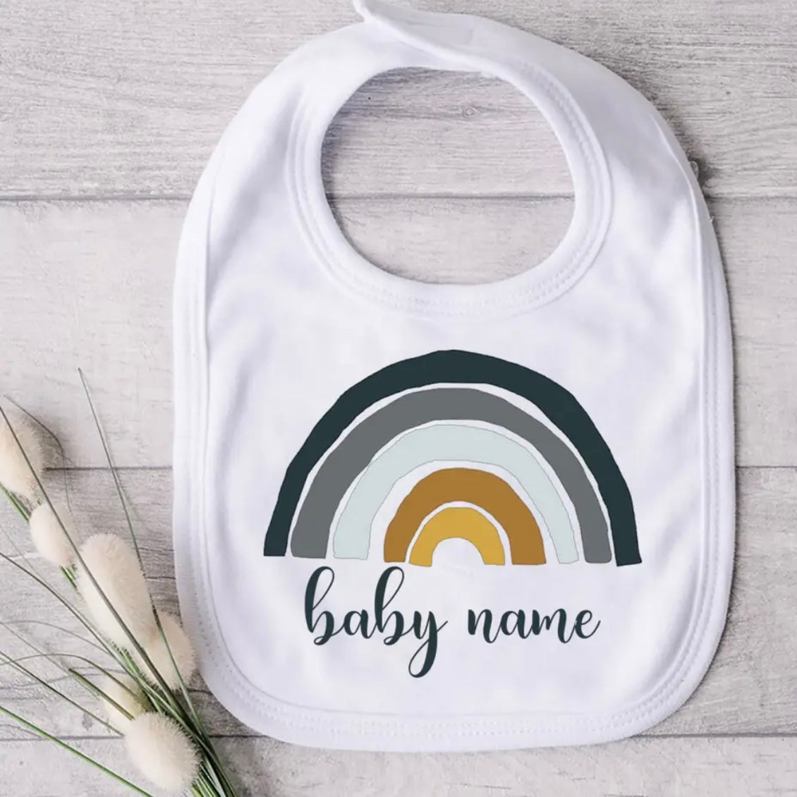 Rainbow Baby Bib - Customized with Name