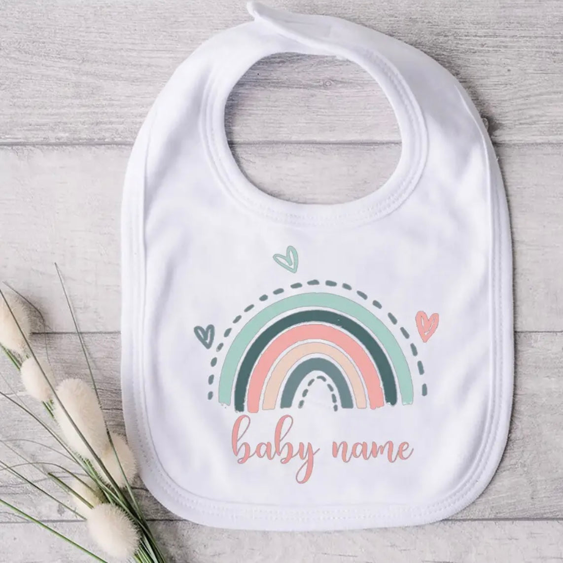 Rainbow Baby Bib - Customized with Name