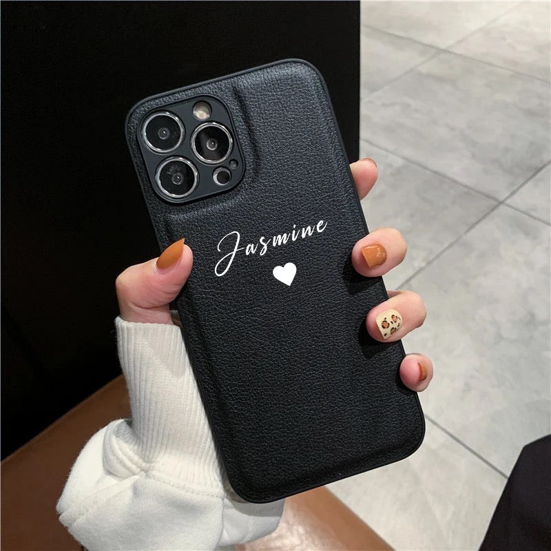 Heartfelt Personalizable Faux Leather iPhone Case