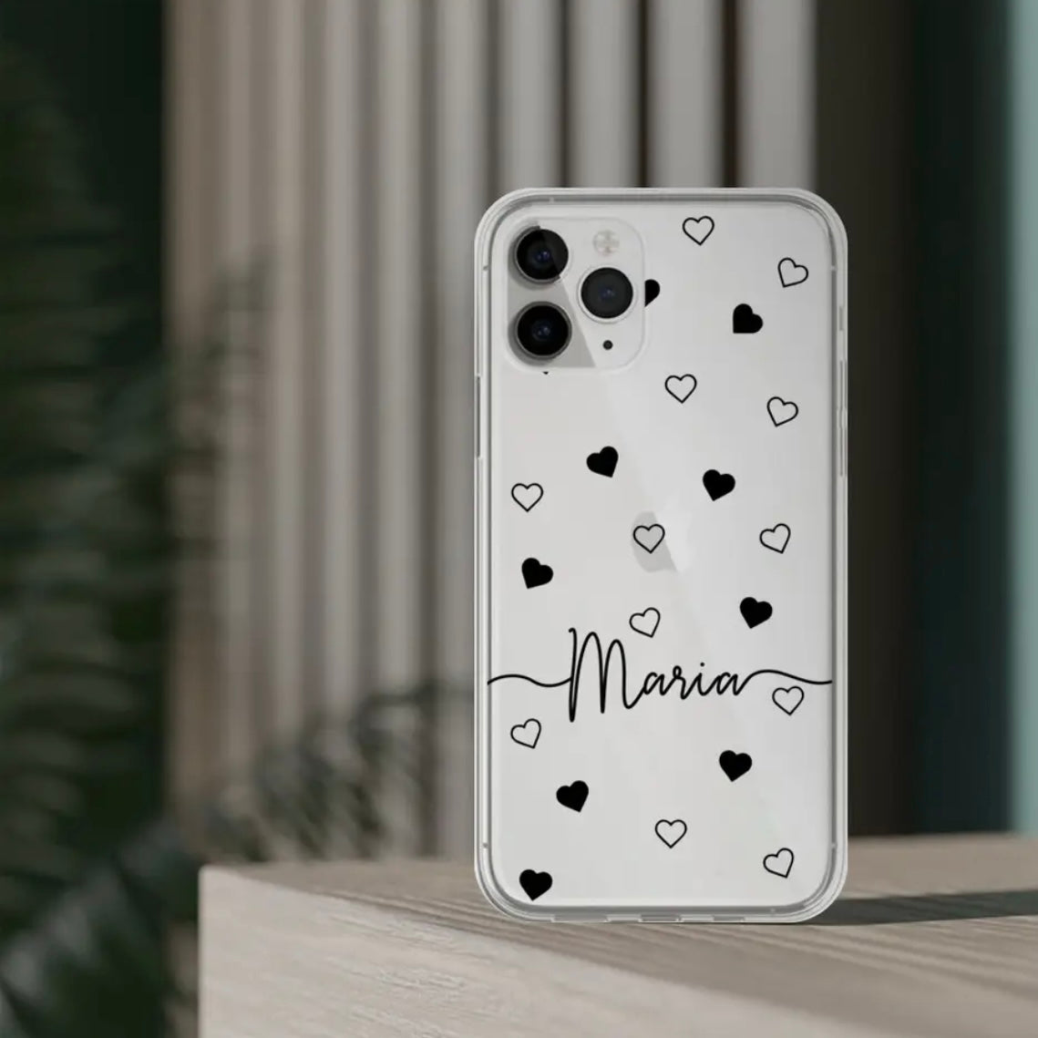 Personalized Clear Heart Design iPhone Case