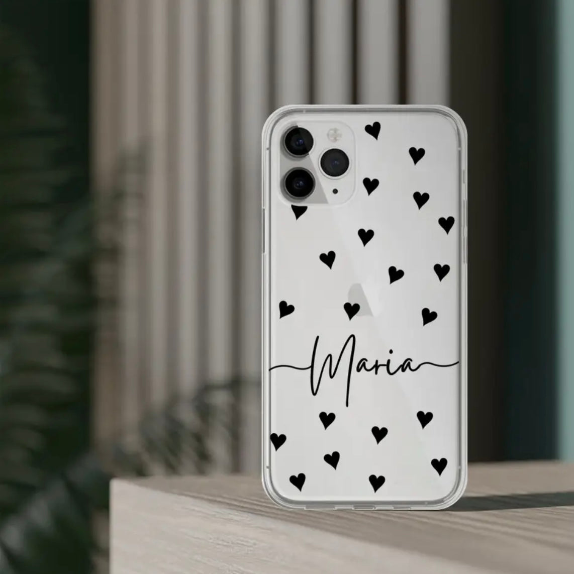 Personalized Clear Heart Design iPhone Case