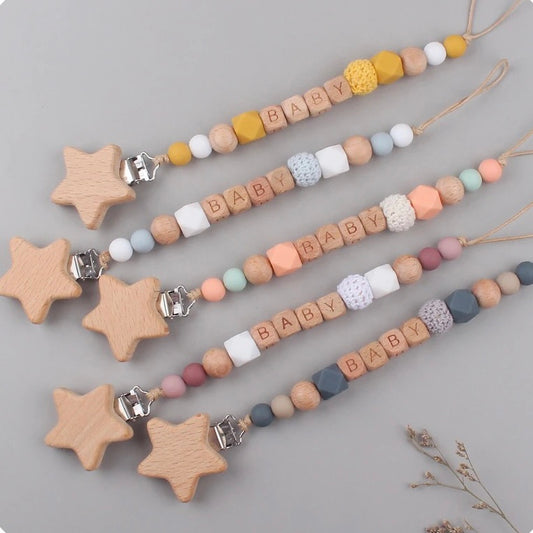 Personalized Wooden Star Pacifier Clip