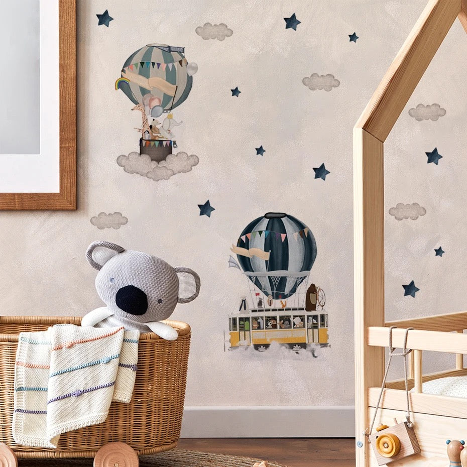 Adorable Animal Hot Air Balloon Nursery Stickers