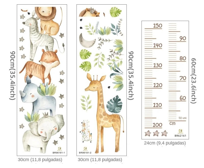 Safari Height Measurement Nursery Sticker