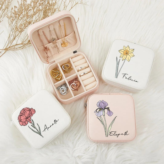 Personalized Jewelry Box with Vibrant Birth Flower