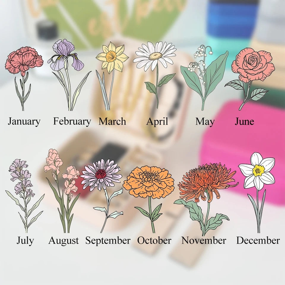 Personalized Jewelry Box with Vibrant Birth Flower